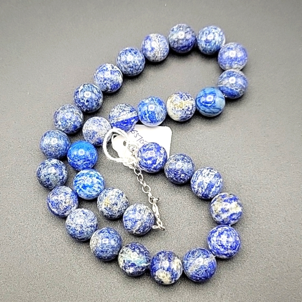 1058 Cts Chunky Natural Blue Lapis Lazuli Round Beaded Natural Gemstone Necklace